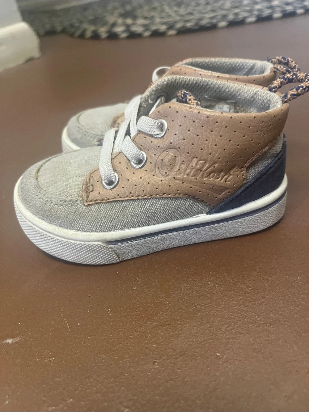 Baby/Toddler OshKosh Canvas Sneakers in Tan with Brown/Navy Accents